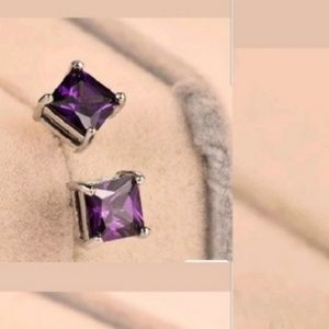 White Gold Princess Cut Yellow Topaz Stud Earrings